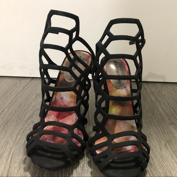 MADDEN GIRL BLACK CAGED HEELS - Picture 3 of 5